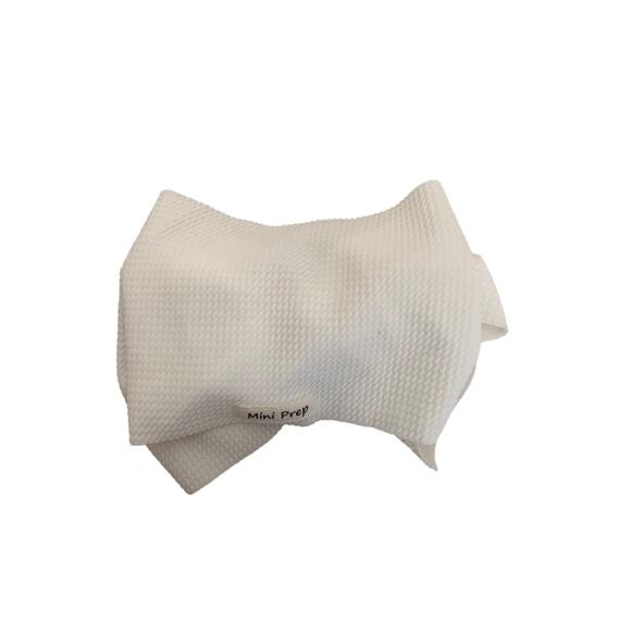 Mini‎ Prep Baby Girl's Textured Bow Headwrap white NEW - Picture 3 of 3